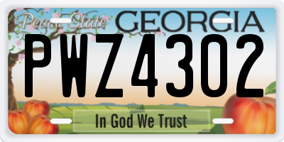 GA license plate PWZ4302