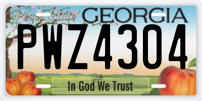 GA license plate PWZ4304