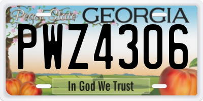 GA license plate PWZ4306
