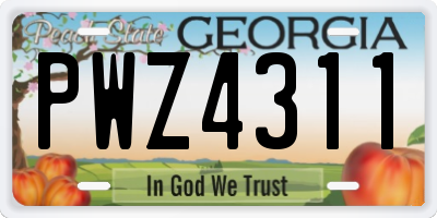 GA license plate PWZ4311
