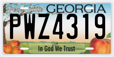 GA license plate PWZ4319