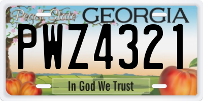 GA license plate PWZ4321