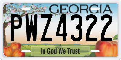 GA license plate PWZ4322