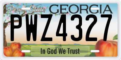 GA license plate PWZ4327