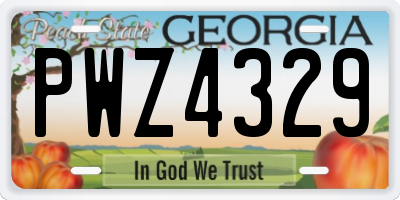 GA license plate PWZ4329