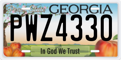 GA license plate PWZ4330