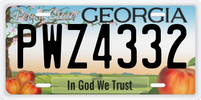 GA license plate PWZ4332