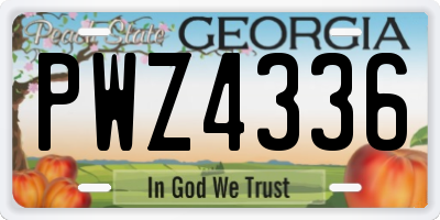 GA license plate PWZ4336