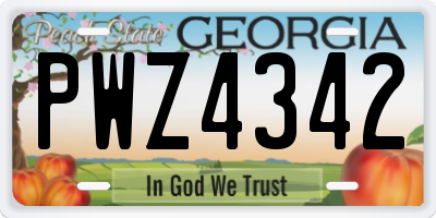 GA license plate PWZ4342