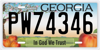 GA license plate PWZ4346