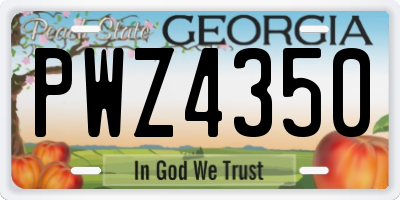 GA license plate PWZ4350