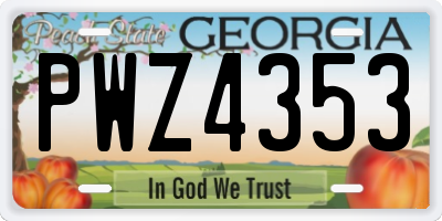 GA license plate PWZ4353