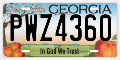 GA license plate PWZ4360