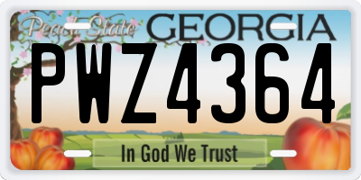GA license plate PWZ4364