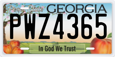 GA license plate PWZ4365