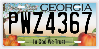 GA license plate PWZ4367