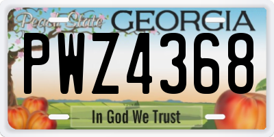 GA license plate PWZ4368