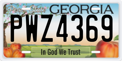 GA license plate PWZ4369