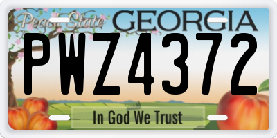 GA license plate PWZ4372
