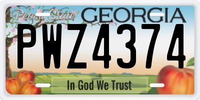 GA license plate PWZ4374
