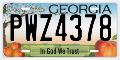 GA license plate PWZ4378