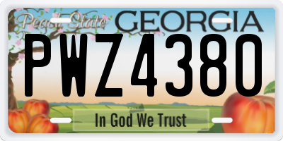 GA license plate PWZ4380
