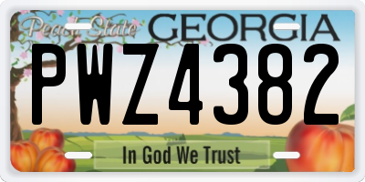 GA license plate PWZ4382