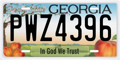 GA license plate PWZ4396