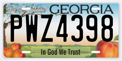 GA license plate PWZ4398