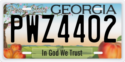 GA license plate PWZ4402
