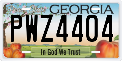 GA license plate PWZ4404