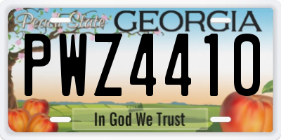 GA license plate PWZ4410