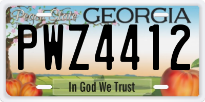 GA license plate PWZ4412