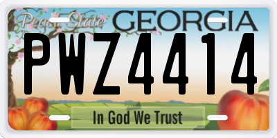 GA license plate PWZ4414