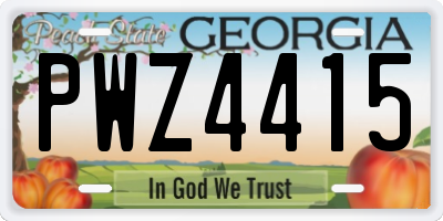 GA license plate PWZ4415