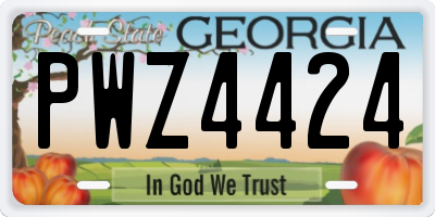 GA license plate PWZ4424