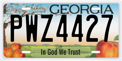 GA license plate PWZ4427