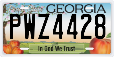 GA license plate PWZ4428