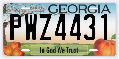 GA license plate PWZ4431