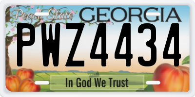 GA license plate PWZ4434