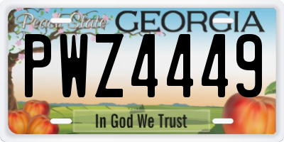 GA license plate PWZ4449