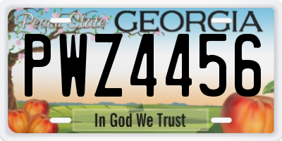 GA license plate PWZ4456