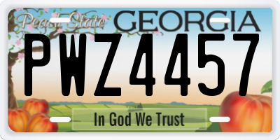 GA license plate PWZ4457