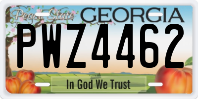 GA license plate PWZ4462