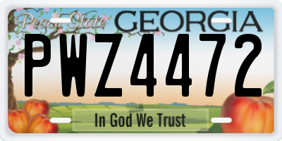 GA license plate PWZ4472