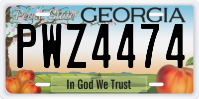 GA license plate PWZ4474