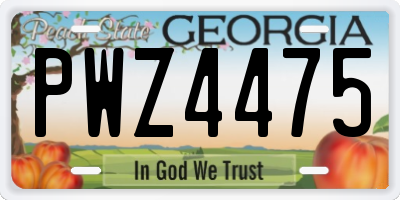 GA license plate PWZ4475