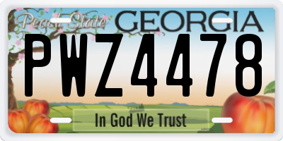 GA license plate PWZ4478
