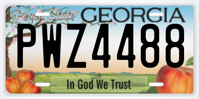 GA license plate PWZ4488
