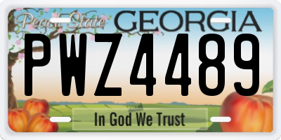 GA license plate PWZ4489